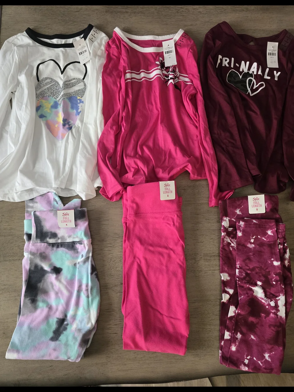 Lot Of Justice Girls Clothes /Shirts Sz 6 Leggings Sz 8 / Brand New